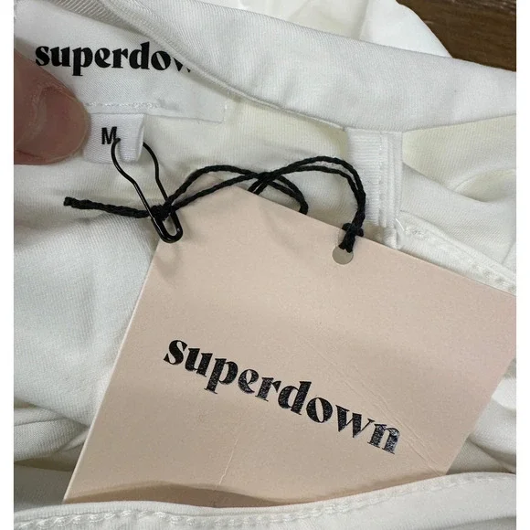 Superdown White Bodycon Mini Dress MEDIUM Club Cutout Cotton Revolve $68 NEW - Picture 7 of 7